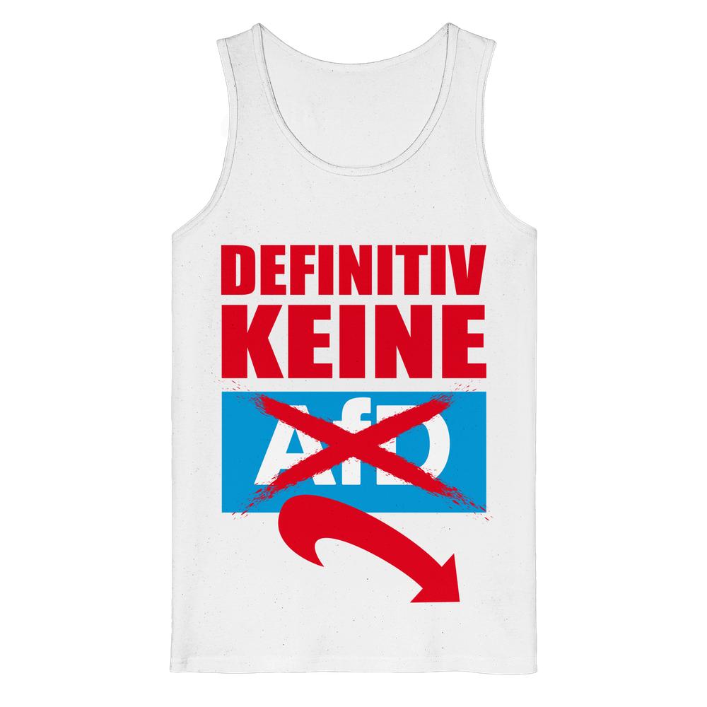 Tanktop in Weiß mit rundem Ausschnitt und Frontprint „DEFINITIV KEINE“