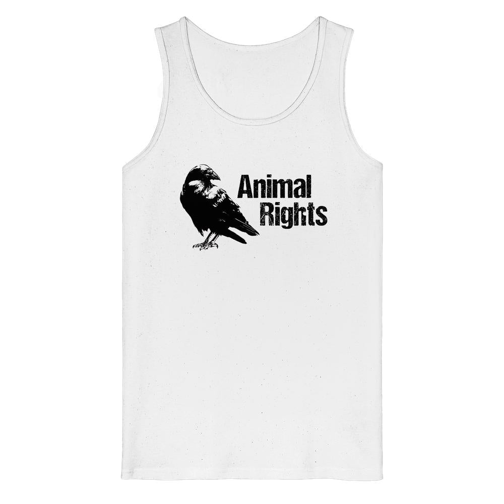 Weißes Tanktop mit Vogel-Print „Animal Rights“