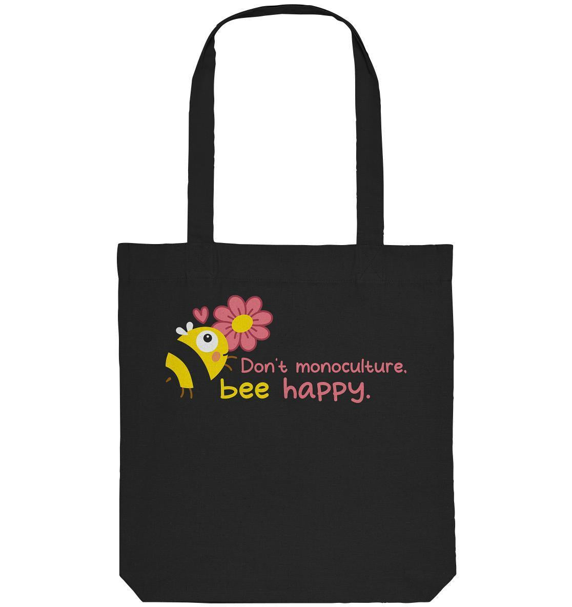 Vegan und Recycling Stofftasche: Save the bees mit Bienen- und Blumenmotiv, aus recycelten Materialien, um Insektenschutz und Nachhaltigkeit zu fördern.