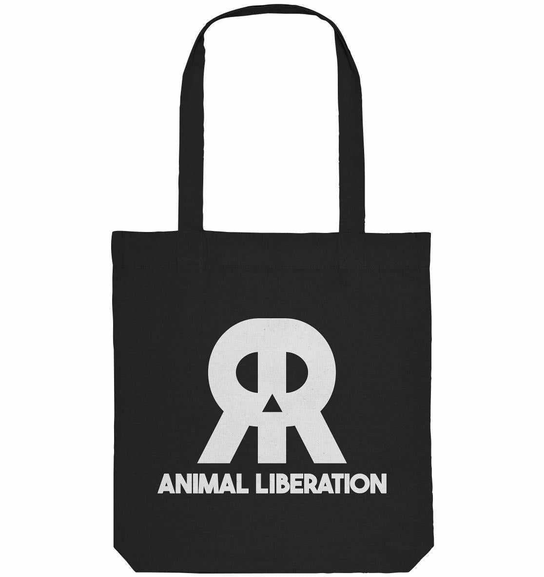 Vegan und Recycling Stofftasche: RUDE REBEL Skull - Animal Liberation, schwarz-weißes Design mit Totenkopf, aus recycelten Materialien, symbolisiert Gleichberechtigung und Tierrechte.