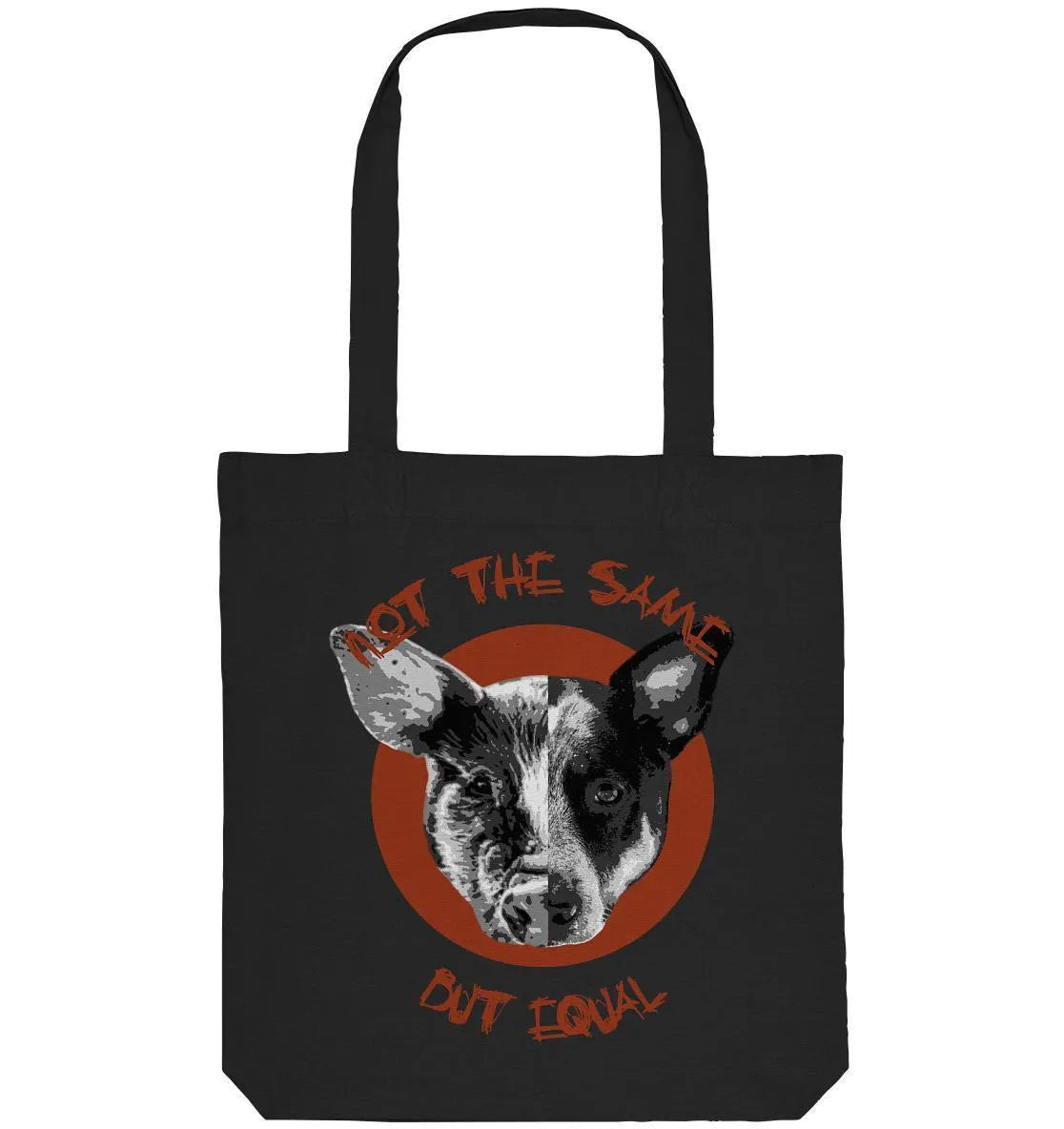 Schwarze Stofftasche mit Tierkopf-Print und kurzen Henkeln