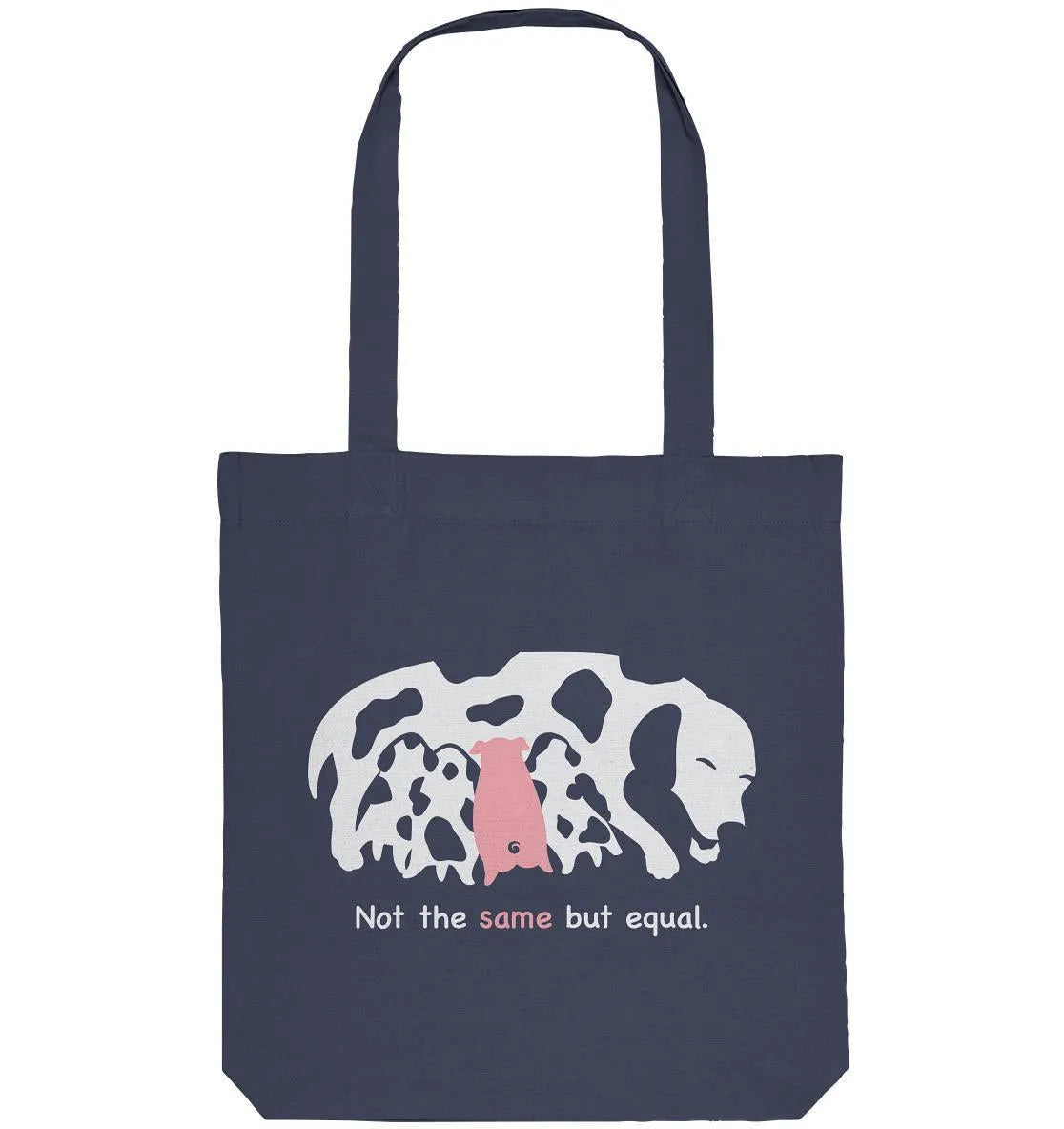 Vegan-Recycling-Stofftasche Dogmum, dunkelblaue Shopper mit Dackelmotiv und Schriftzug