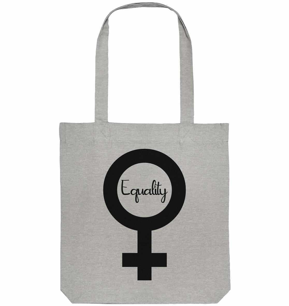 Vegan und Recycling Stofftasche mit Symbol für Gleichberechtigung, aus recycelten Materialien, lange Henkel, verstärkter Kreuzstich, von RUDE REBEL.