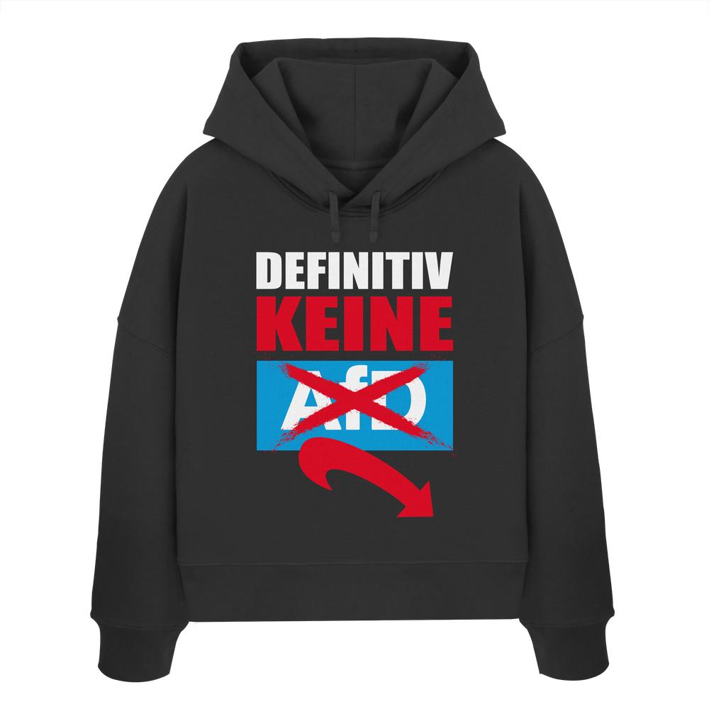 Vegan und Bio Hoodie mit rotem und weißem Text: Gegen Rechts - Definitiv KEINE Alternative für Deutschland!, aus 100% Bio-Baumwolle, rebellisches Design von RUDE REBEL.