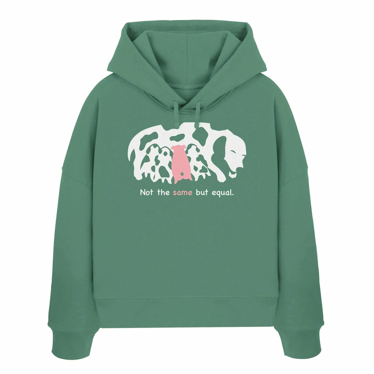 Grüner Crop-Hoodie mit Kapuze, Kängurutasche und Dogmotiv-Print