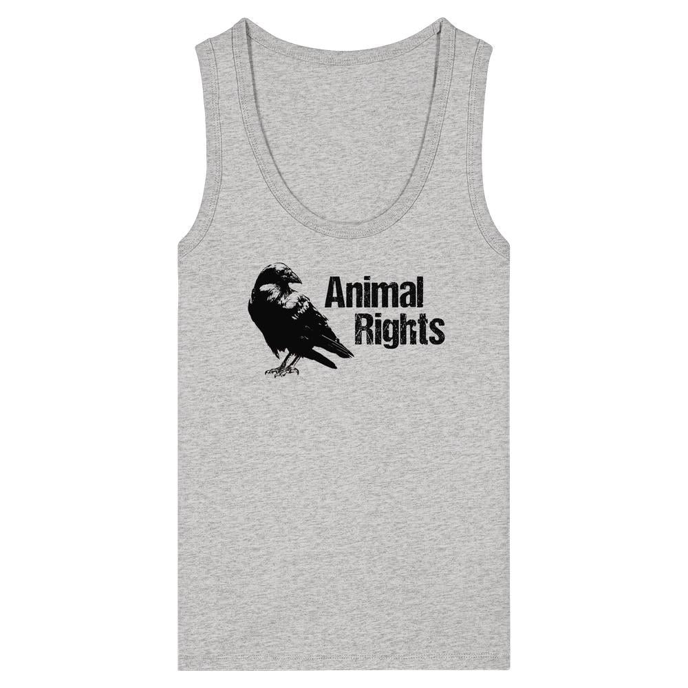 Damen-Top ohne Ärmel, Rundhalsausschnitt, graues Tanktop mit Animal-Rights-Vogelprint