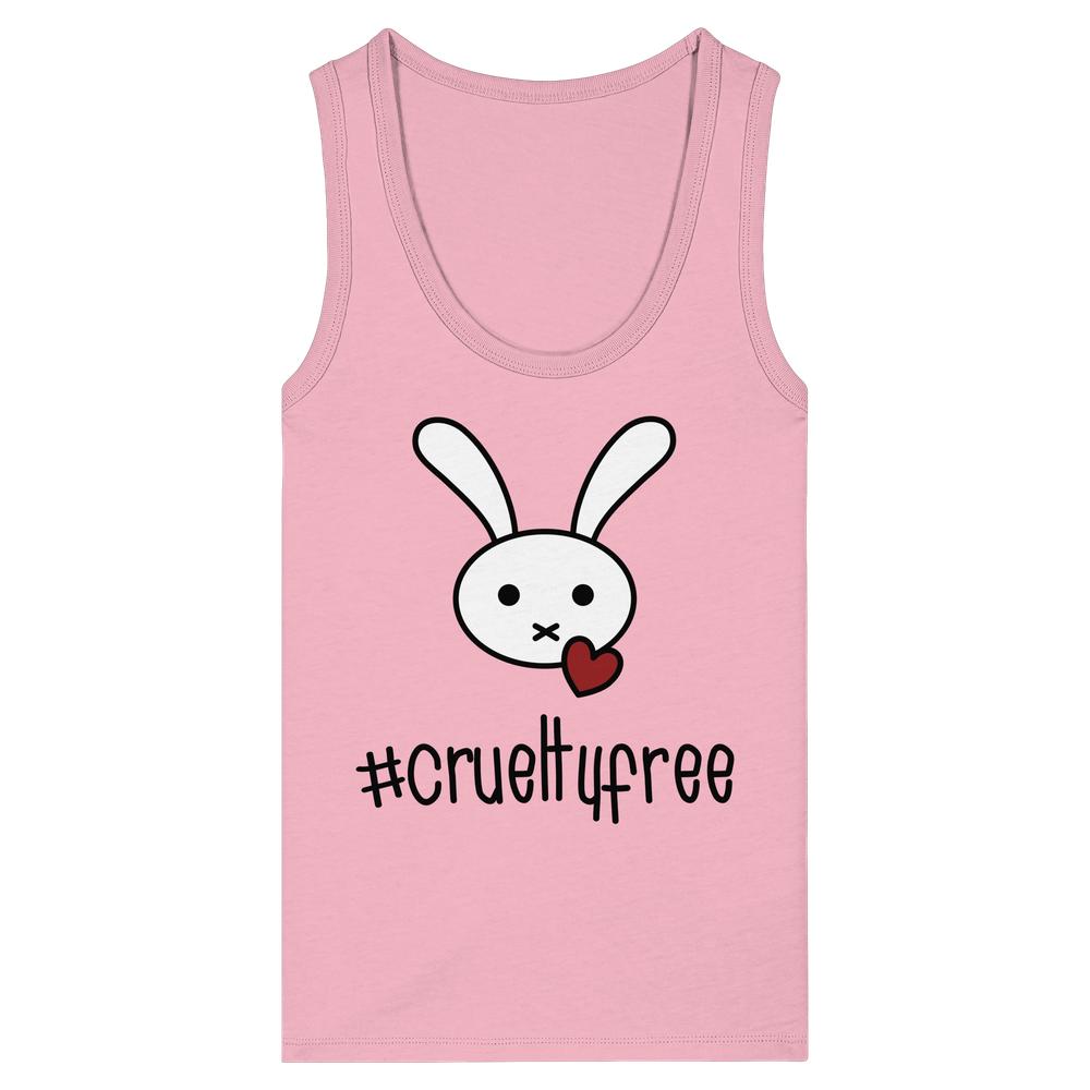 Rosa Damen-Tanktop mit Hasenmotiv und #crueltyfree-Print