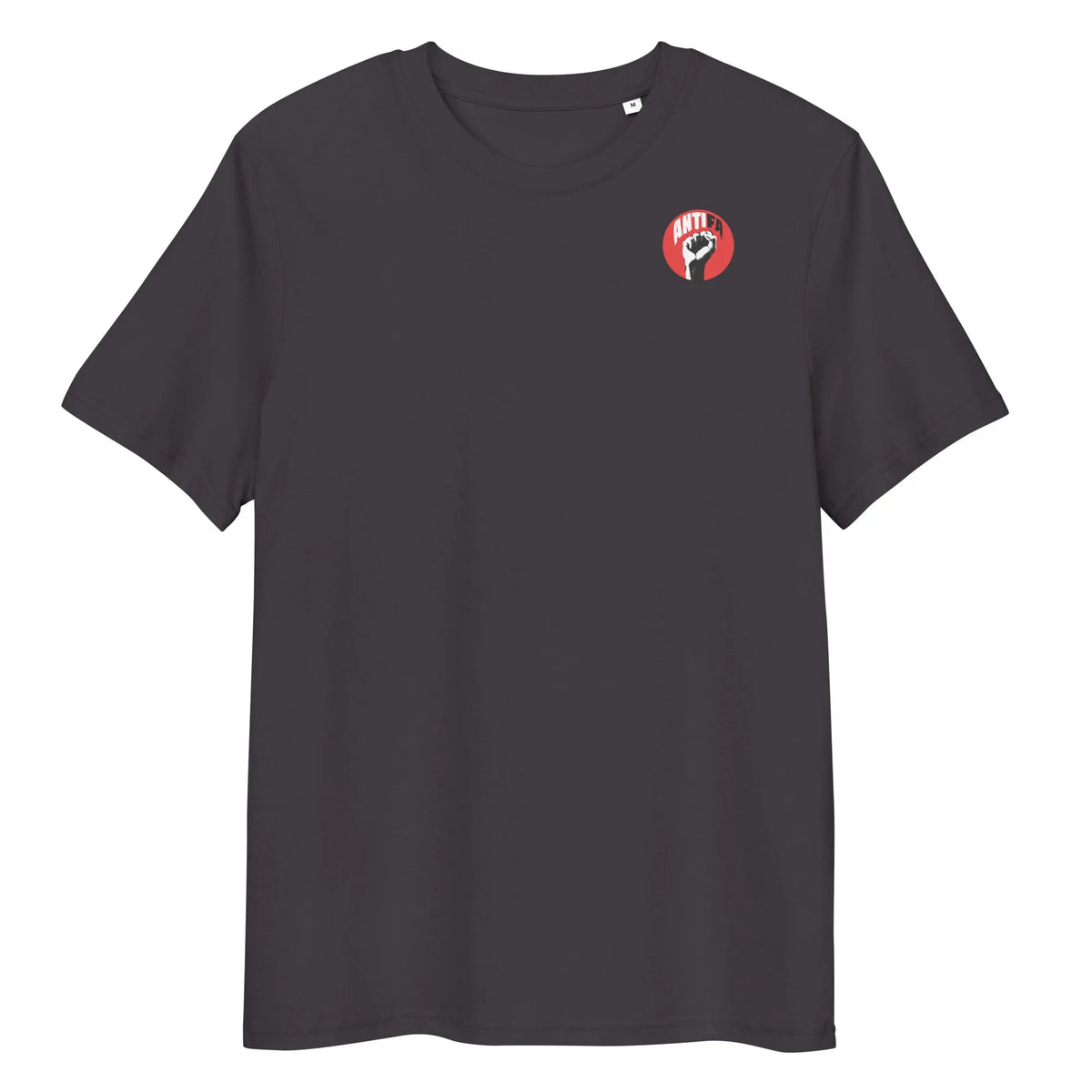 Bio- und Vegan-Shirt, anthrazit, Rundhalsausschnitt, kleines Brustlogo-Patch