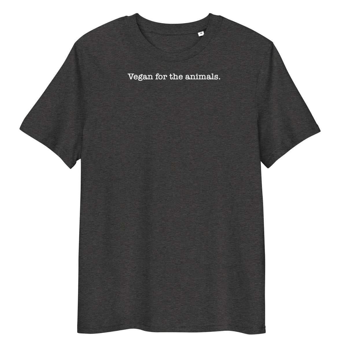 Veganes Bio-T-Shirt dunkelgrau mit Frontprint „Vegan for the animals.“