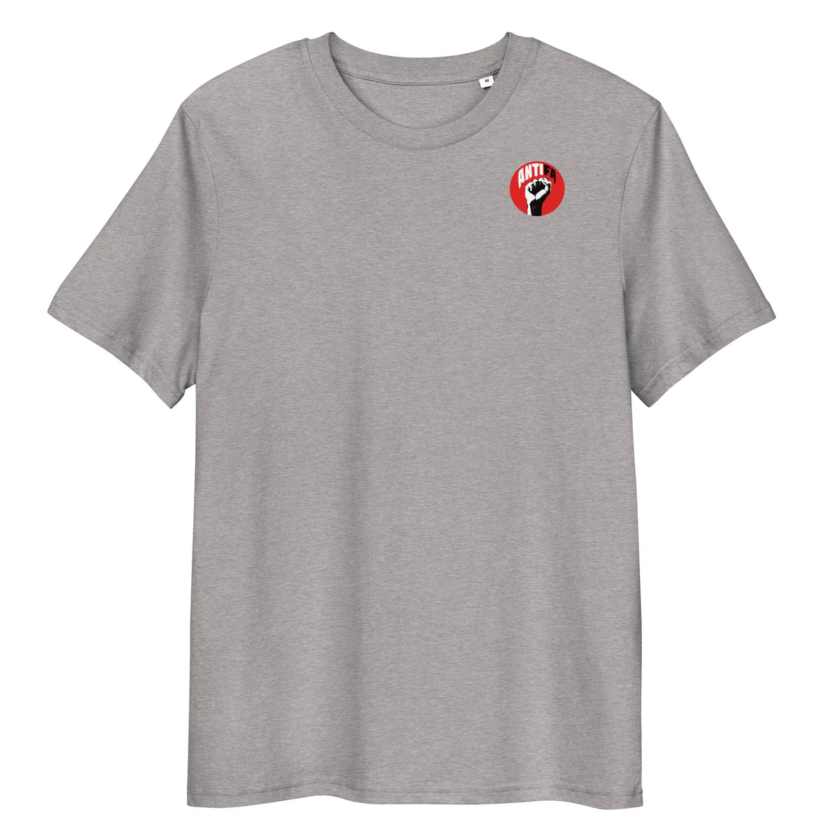 Bio- und Vegan-Shirt, grau meliert, Rundhalsausschnitt, kleine Brusttasche mit Logo-Patch