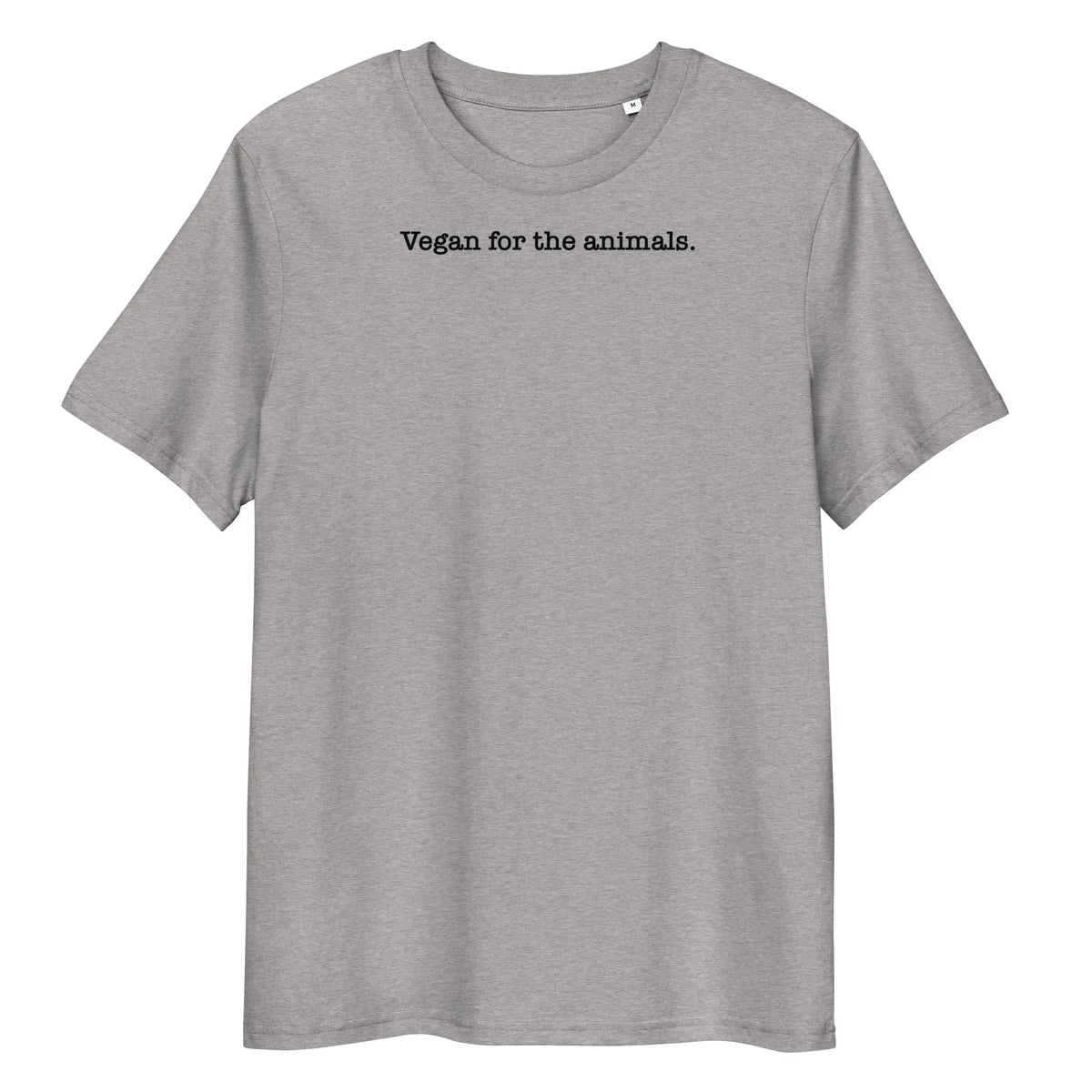 Veganes Bio-T-Shirt hellgrau-meliert mit Frontprint „Vegan for the animals.“