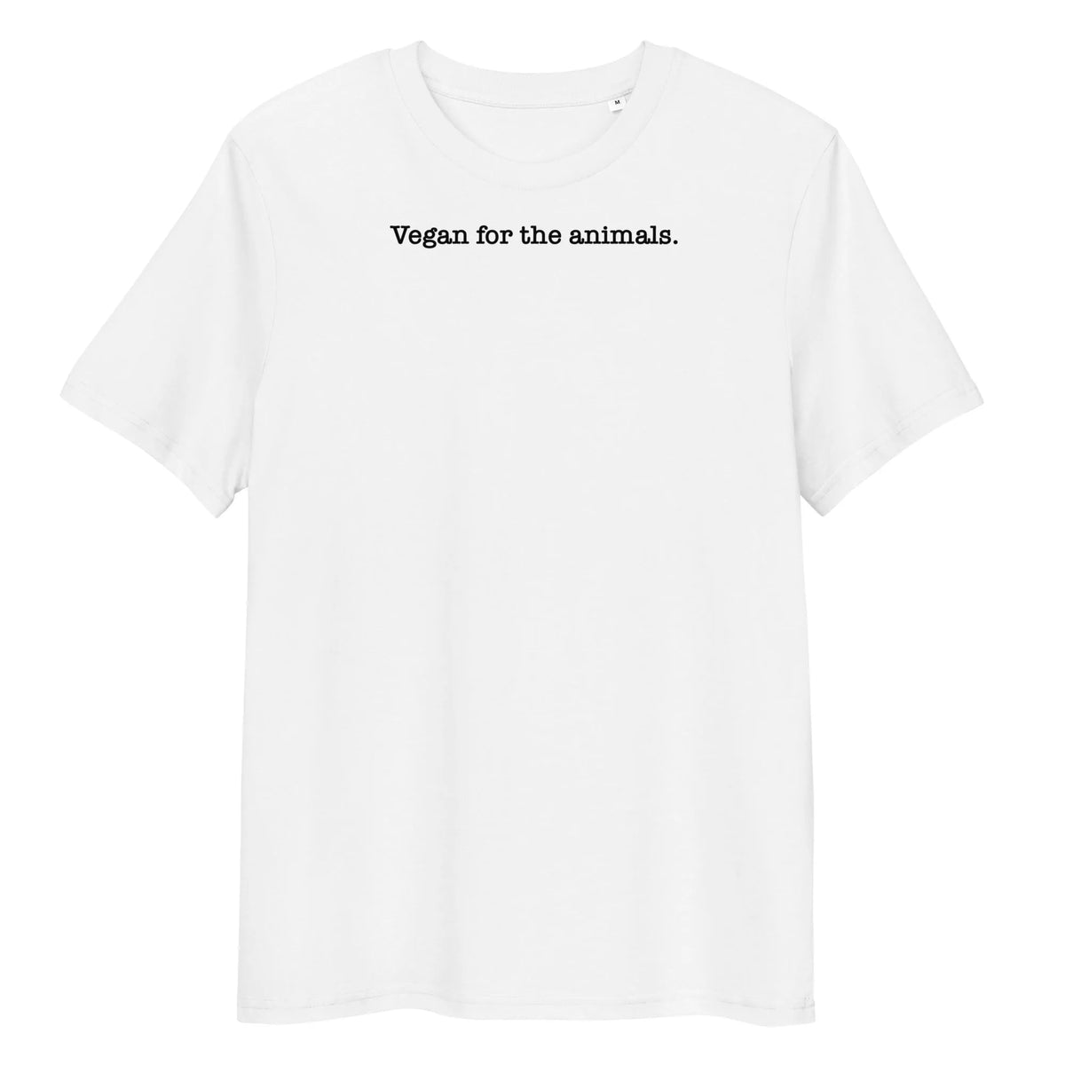 Veganes Bio-T-Shirt weiß mit Frontprint „Vegan for the animals.“