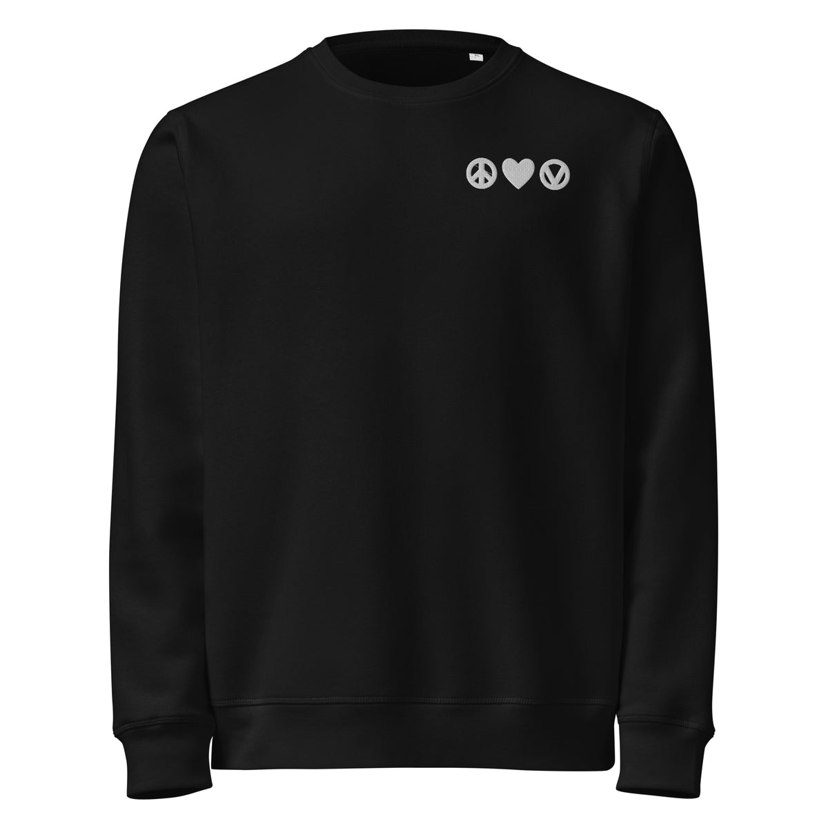 Schwarzes Sweatshirt mit Rundhalsausschnitt und Stickerei auf der Brust