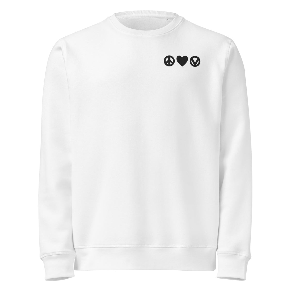 Weißes Sweatshirt mit Rundhalsausschnitt und kleiner Stickerei auf der Brust