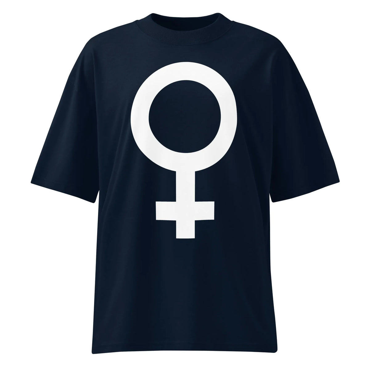 Oversize-Shirt French Navy mit großem weißem weiblichem Symbol auf der Brust
