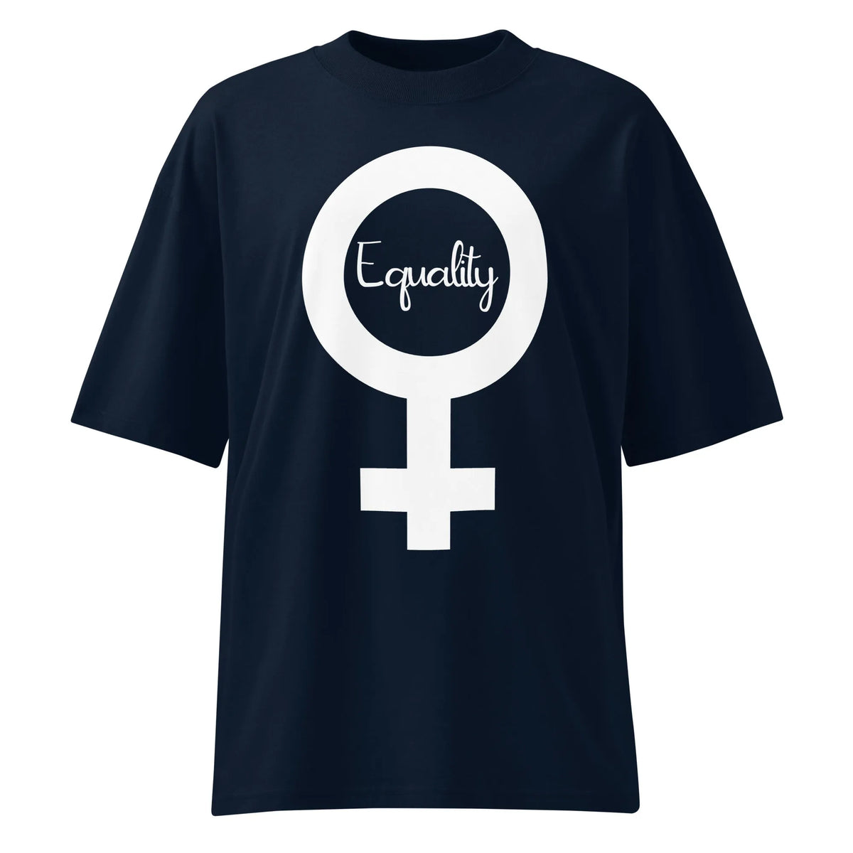 Oversized-Shirt in French Navy mit großem Equality-Frauenzeichen im runden Druck