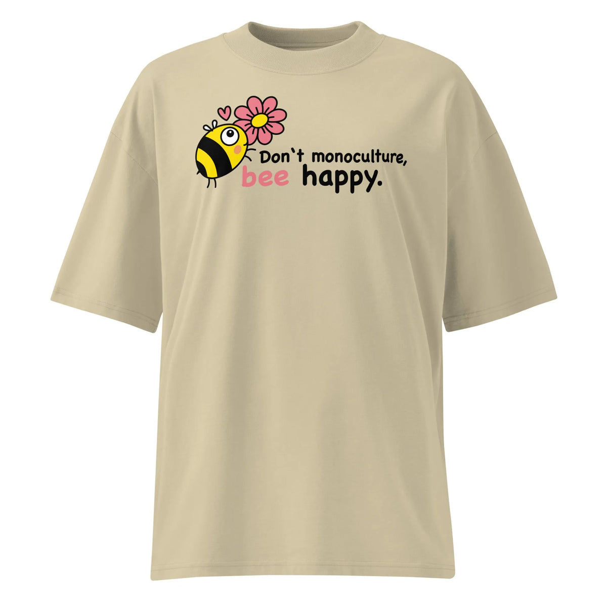 Oversized T-Shirt Stein mit Bienen-Print und „bee happy“-Slogan