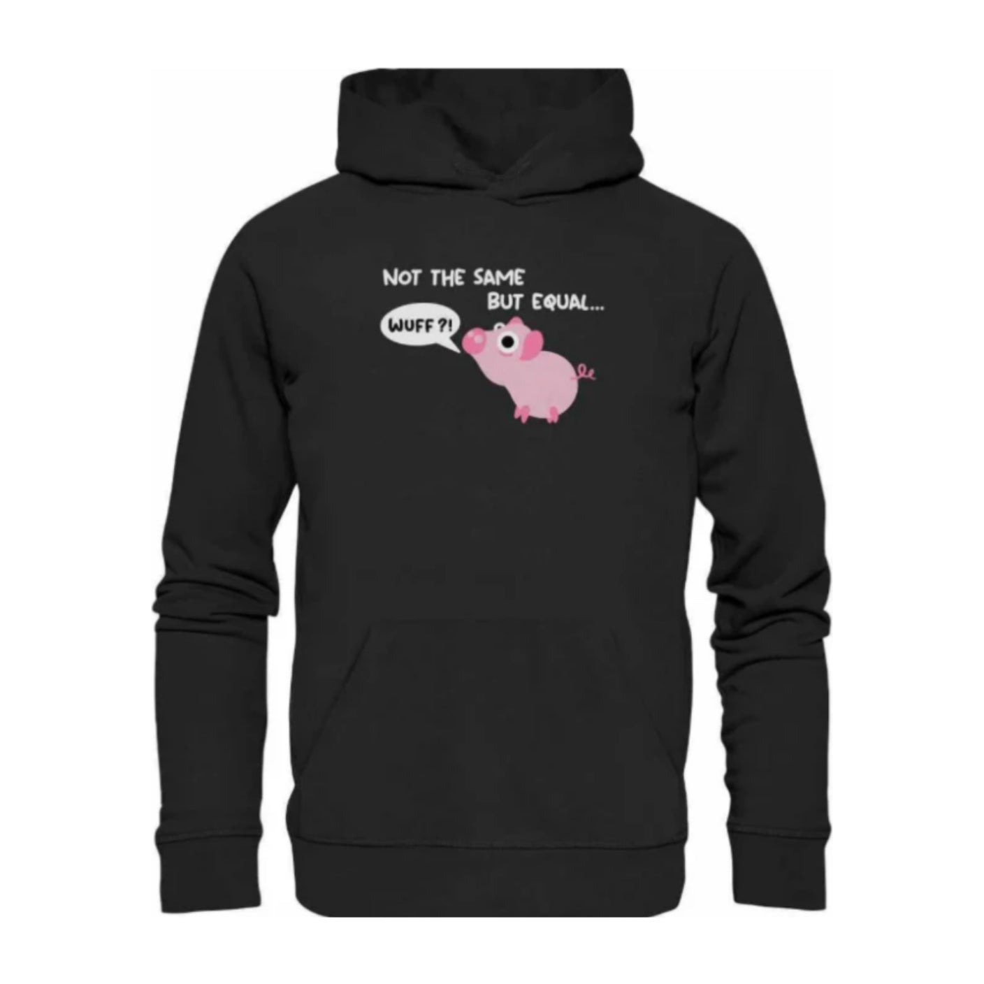 Outlet Hoodie reduziert, schwarz mit Schweinchen Design