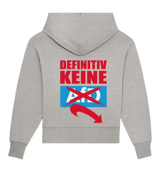 Vegan, Organic & Recycled Oversized Hoodie: Gegen Rechts - Definitiv KEINE Alternative für Deutschland! (bedruckt mit Anti AfD Spruch in rot, weiß, blau, gegen Rassismus, gegen Nazis, gegen Afd) in grau