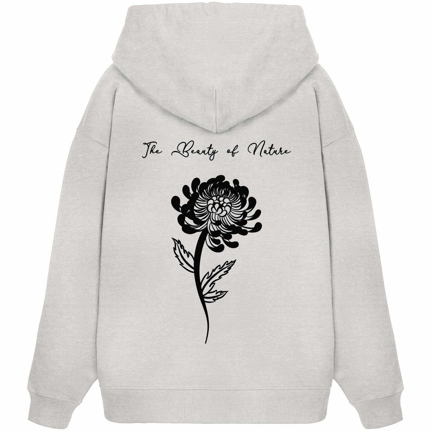 Vegan und Bio Oversized Hoodie: Chrysantheme - The Beauty of Nature, mit Blumenmotiv, aus 100% Bio-Baumwolle, Kängurutasche, Kapuze. Ideal für Naturschutz-Statement.