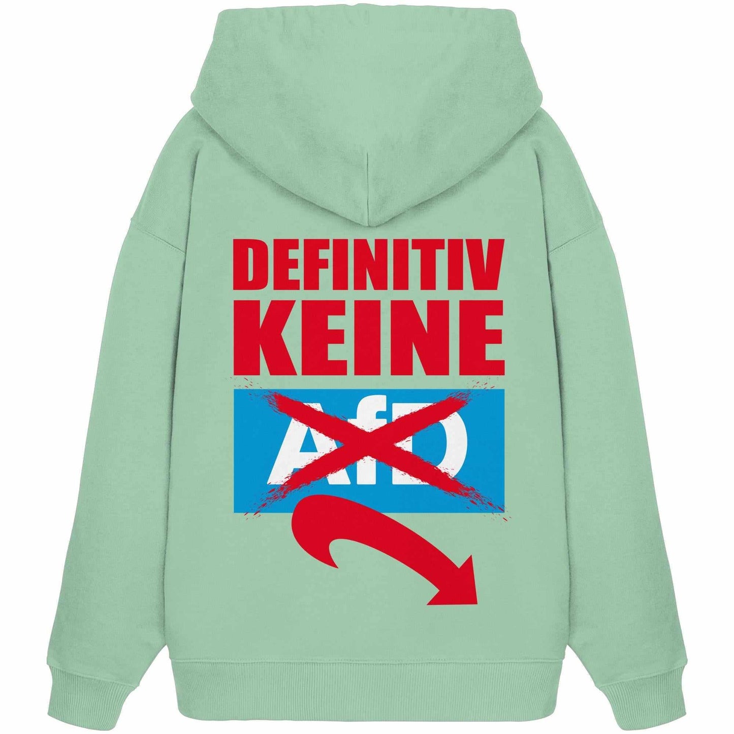 Vegan und Bio Oversized Hoodie: Gegen Rechts, aus 100% Bio-Baumwolle mit rotem Text, Kapuze, Kängurutasche und rebellischem Design.