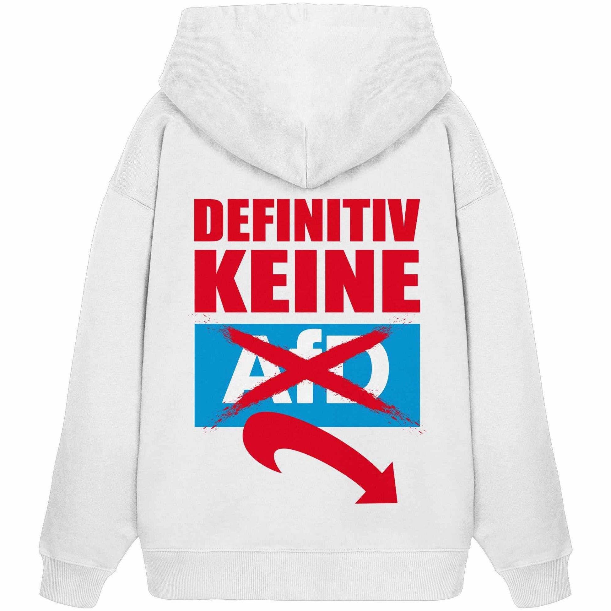 Vegan und Bio Oversized Hoodie mit rotem Text gegen Rechts, aus 100% Bio-Baumwolle, Kapuze, Kängurutasche, von RUDE REBEL.