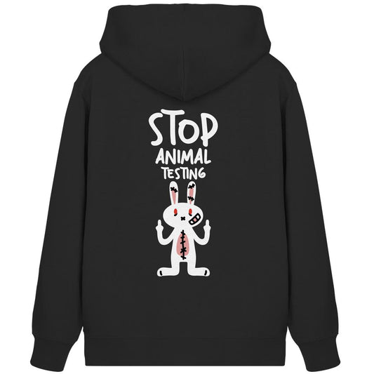 Vegan und Bio Zipper Hoodie: White Rabbit for Animal Rights