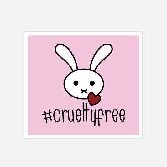 Vegan & Rebellious Sticker: Crueltyfree Bunny in rosa (Weißes süßes Häschen auf rosa Hintergrund und Schriftzug, Gegen Tierversuche, veganismus, Vegan merch, Tierschutz, Tierrechte)