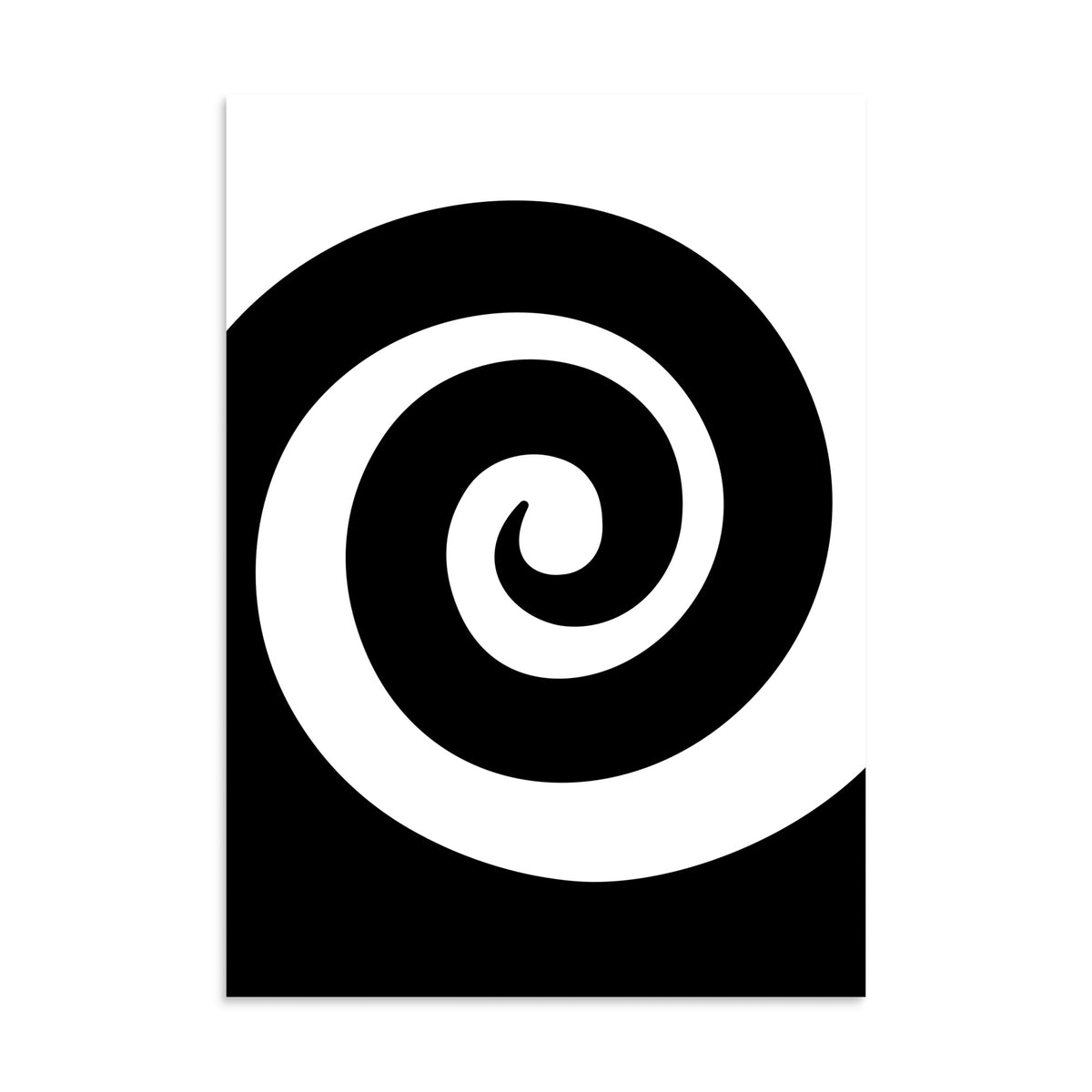 Veganes Poster, quadratisch: schwarze Spirale auf hellem Hintergrund, Ed.1