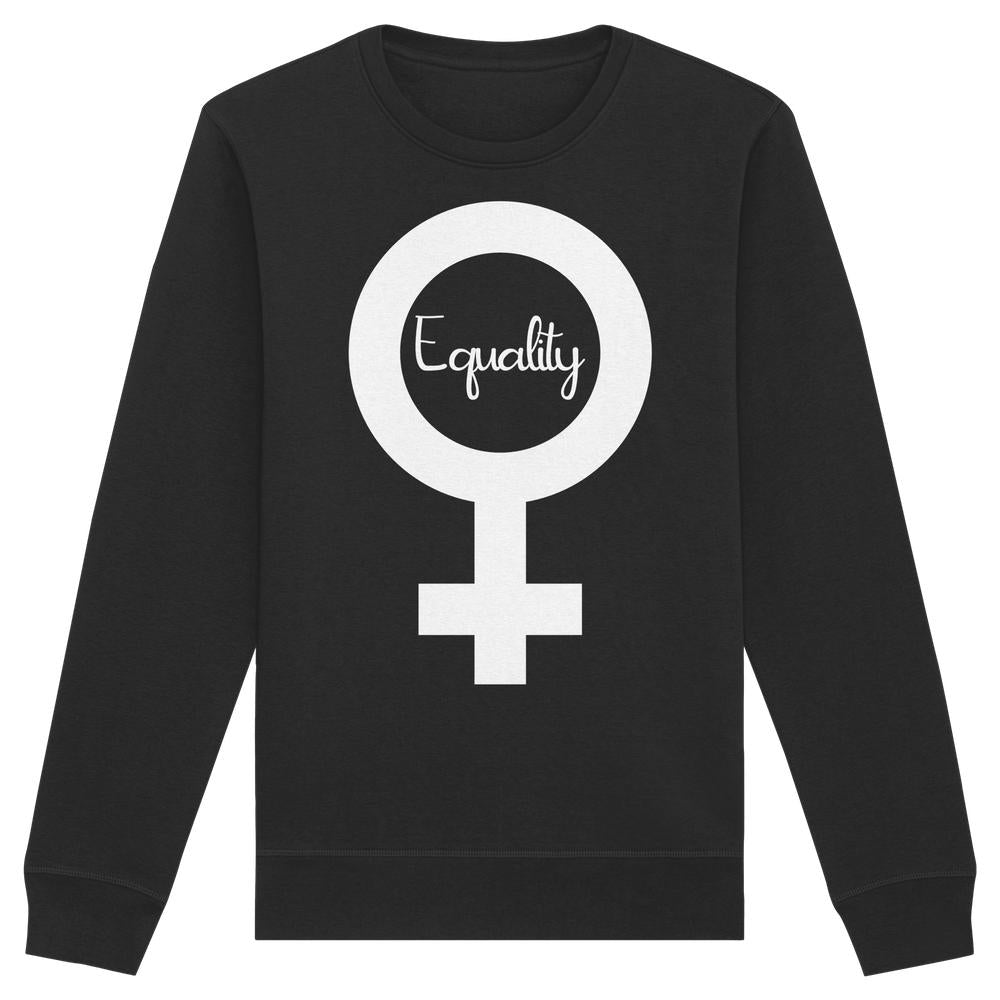 Vegan und Bio Unisex Sweatshirt mit großem Venus-Symbol und „Equality“-Schriftzug, symbolisiert den Feminismus und den Kampf um Gleichberechtigung, aus nachhaltiger Baumwolle und recyceltem Polyester.