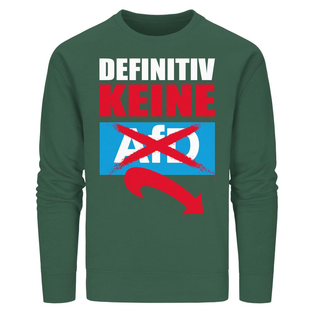 Vegan und Bio Unisex Sweatshirt mit anti-AfD Slogan und durchgestrichenem AfD-Logo; rebellischer Ausdruck gegen rechte Politik von RUDE REBEL.