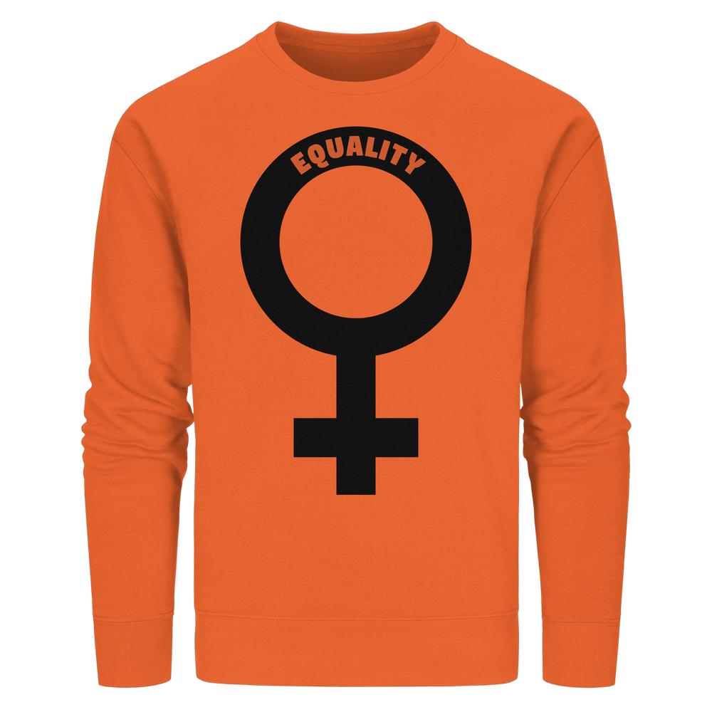 Vegan und Bio Unisex Sweatshirt: Das Venussymbol - Feministisches Shirt mit großem schwarzen Venussymbol und dem Schriftzug EQUALITY darüber, verkörpert Gleichberechtigung und Nachhaltigkeit.