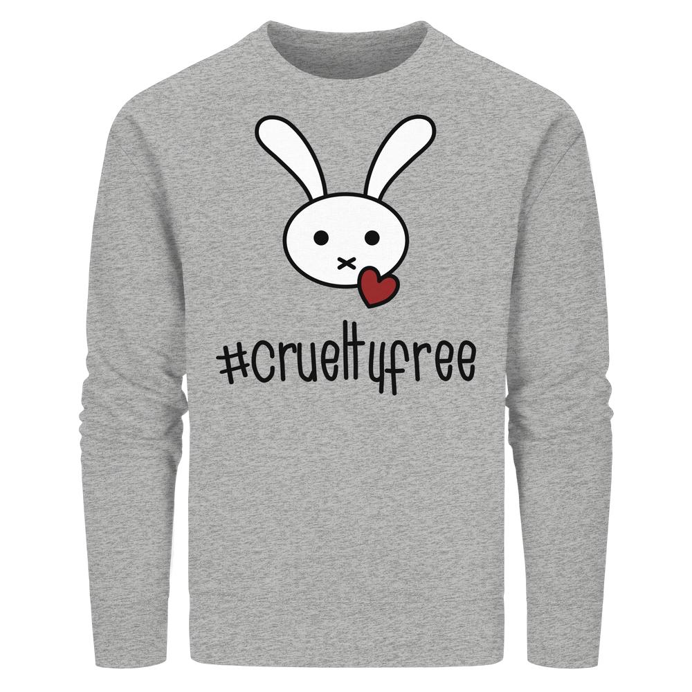 Vegan und Bio Unisex Sweatshirt: Crueltyfree Bunny BIG mit Hashtag-Motiv, Bio-Baumwolle, recyceltem Polyester, normaler Passform und aufgerautem Sweatshirt-Material von RUDE REBEL.