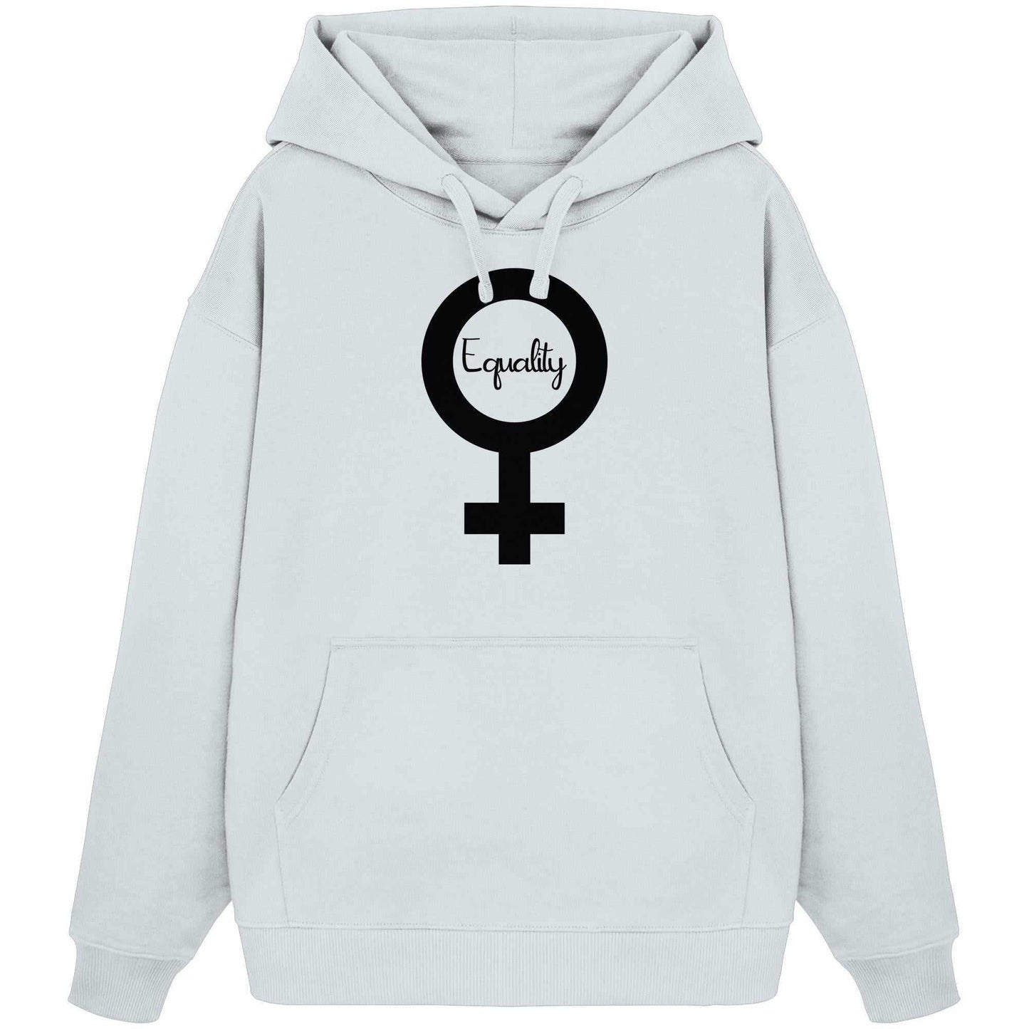 Vegan und Bio Oversized Hoodie mit feministischen Symbolen, aus 100% Bio-Baumwolle, rebellisches Design von RUDE REBEL, betont Gleichberechtigung und Nachhaltigkeit.