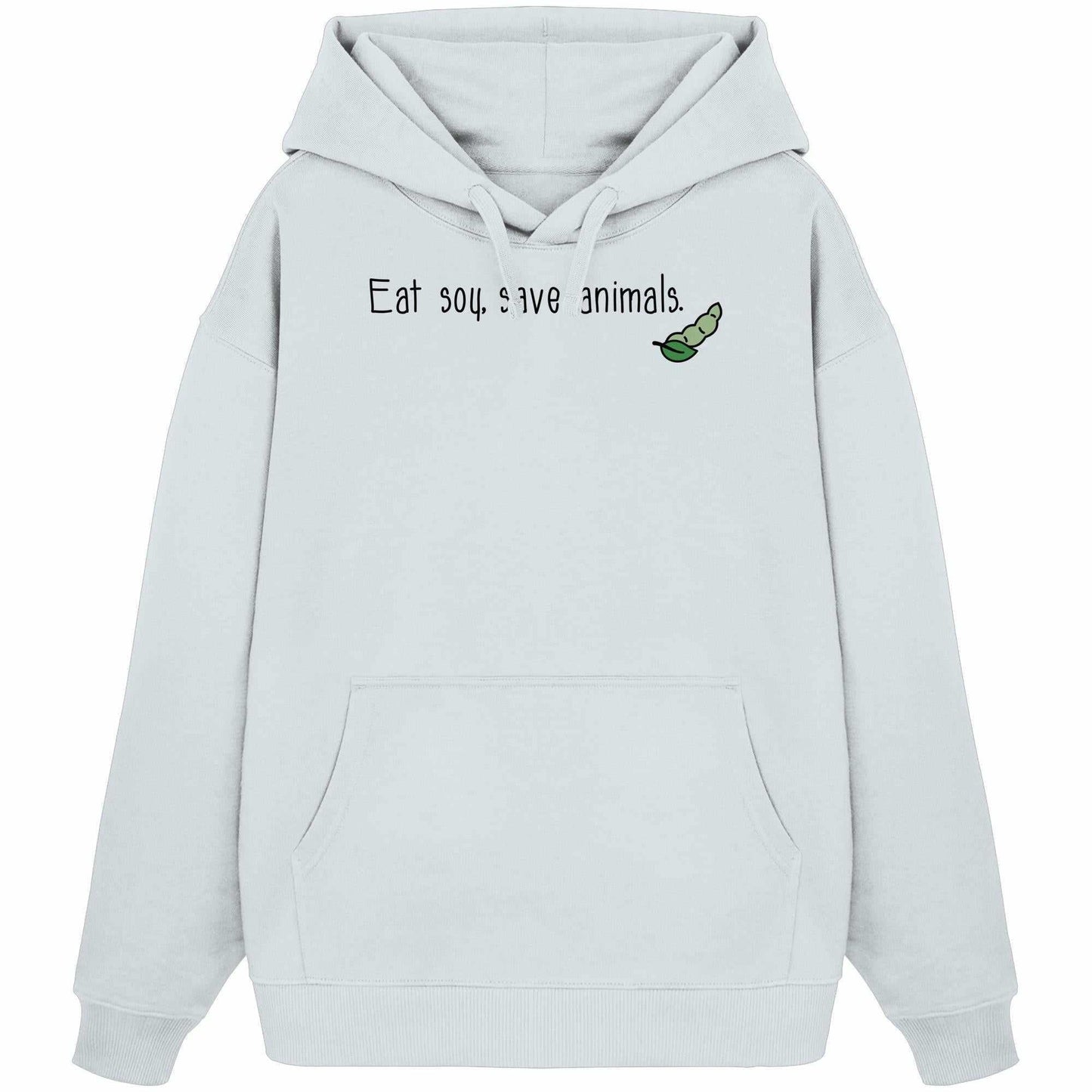 Vegan und Bio Oversized Hoodie mit grünem Blattmotiv, aus 100% Bio-Baumwolle, Kängurutasche, Kapuze. Veganes Design von RUDE REBEL.