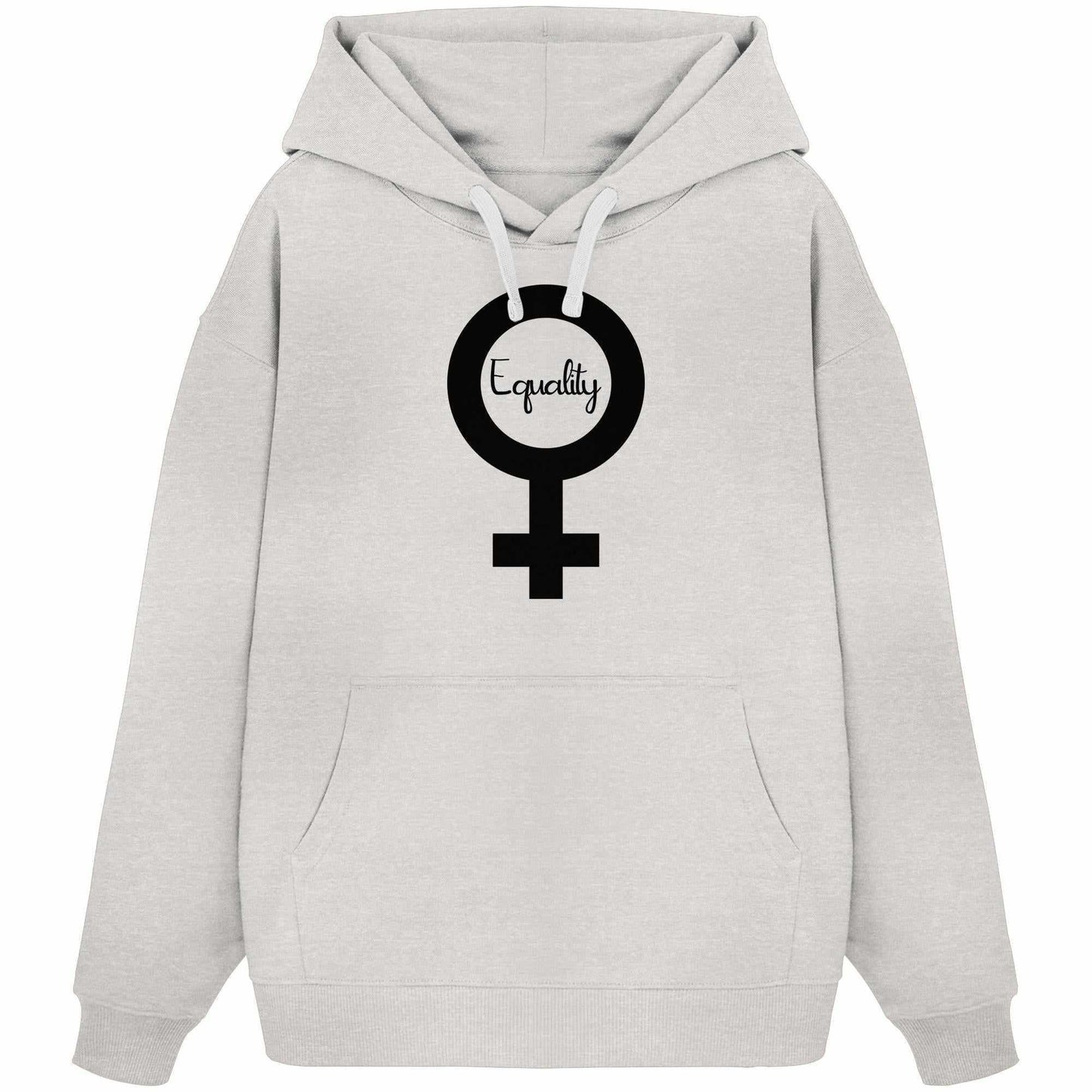 Vegan und Bio Oversized Hoodie: Feminismus - Der Kampf um Gleichberechtigung, aus 100% Bio-Baumwolle, mit symbolischem Print, Kapuze und Kängurutasche, repräsentiert nachhaltige Mode von RUDE REBEL.