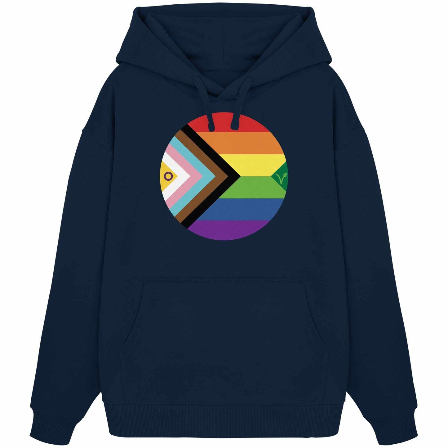 Vegan und Bio Oversized Hoodie: LGBTQAI+ Veganismus, mit Regenbogenkreis-Logo, Kapuze, Kängurutasche, aus 100% Bio-Baumwolle, rebellisches Design von RUDE REBEL.