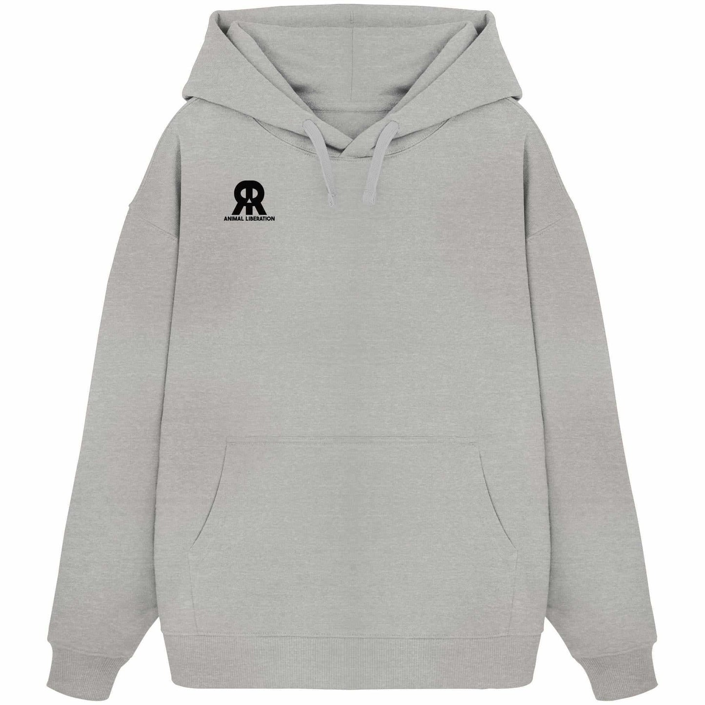 Vegan und Bio Oversized Hoodie mit schwarzem Totenkopf-Logo; rebellisches Design, aus 100% Bio-Baumwolle, Kängurutasche, Set-In-Ärmel.