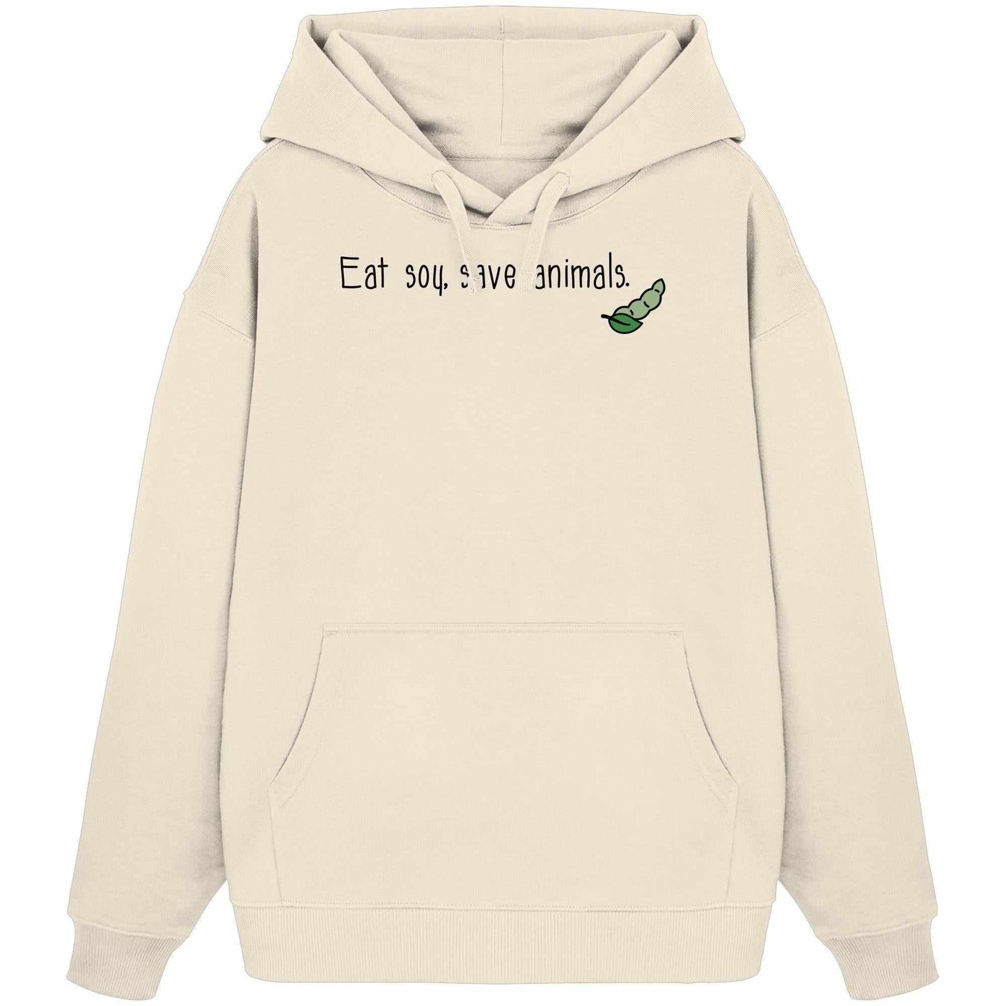 Vegan und Bio Oversized Hoodie mit grünem Blatt-Design. Hergestellt aus 100% Bio-Baumwolle. Perfekt für umweltbewusste, vegane Mode.