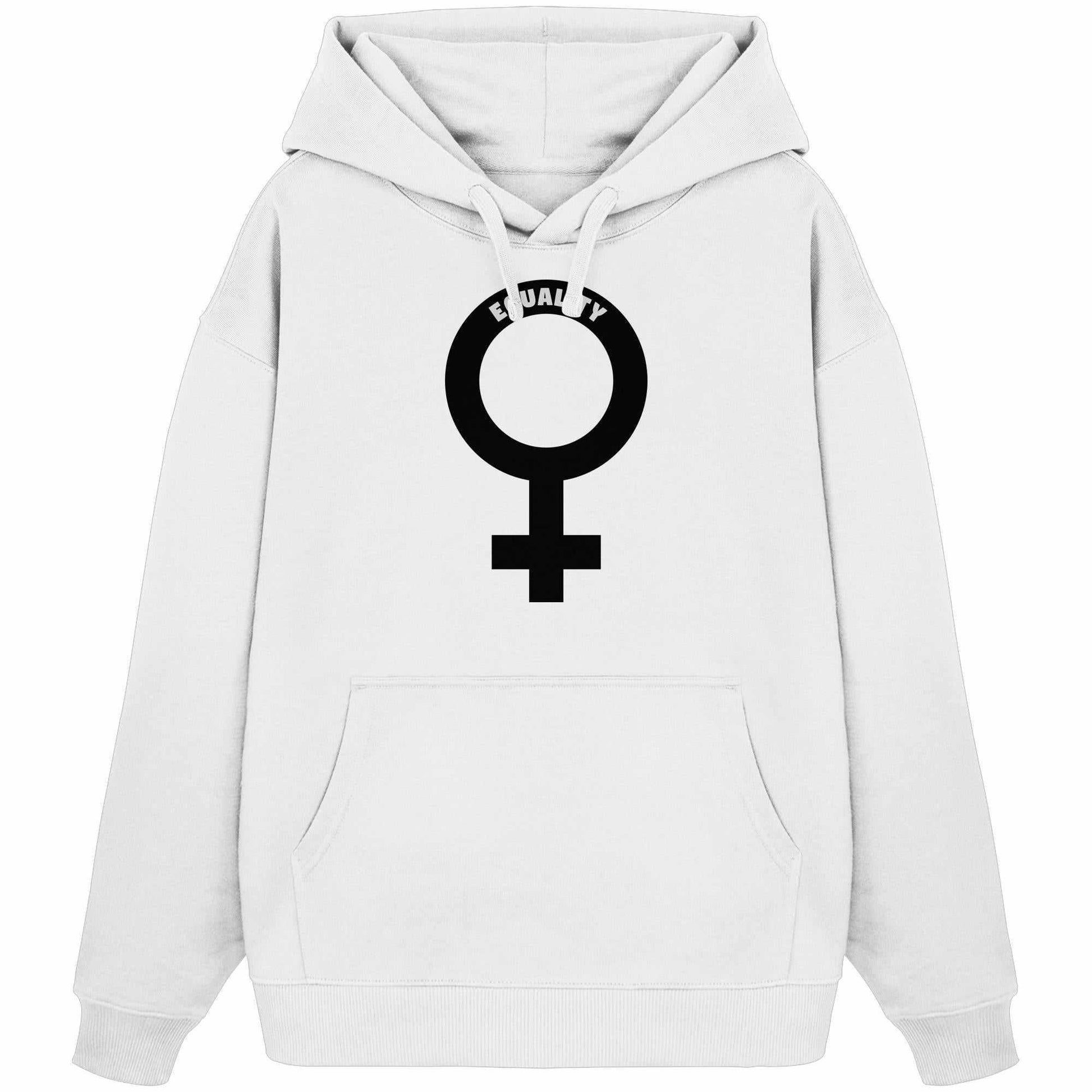 Vegan und Bio Oversized Hoodie: Das Venussymbol, feministisch mit fetten Lettern, aus 100% Bio-Baumwolle, Kängurutasche, Kapuze, von RUDE REBEL.