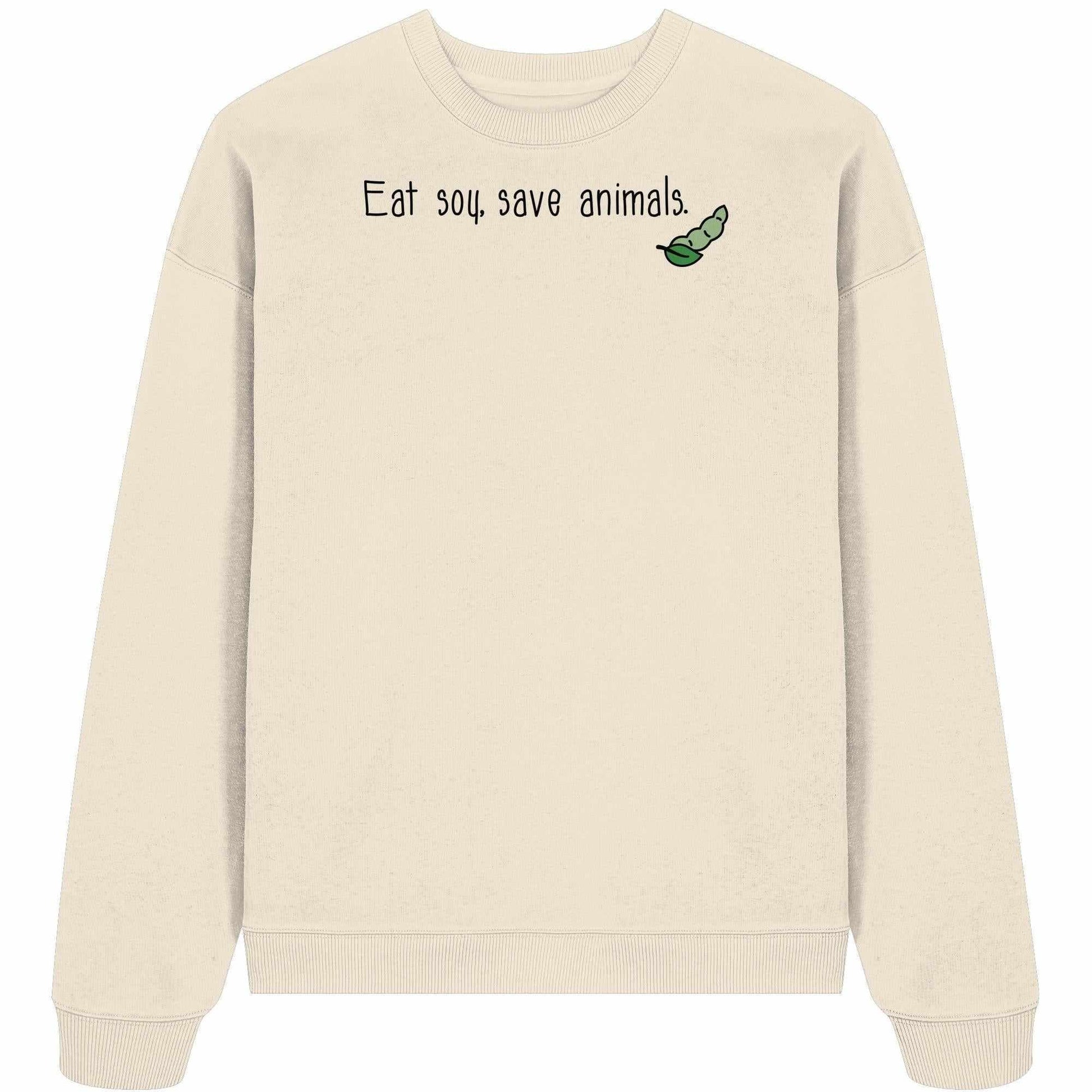 Vegan und Bio Oversized Sweatshirt mit grünem Raupenmotiv und veganem Statement-Aufdruck, aus 100% Bio-Baumwolle, betont umweltfreundliches und tierfreundliches Design von RUDE REBEL.