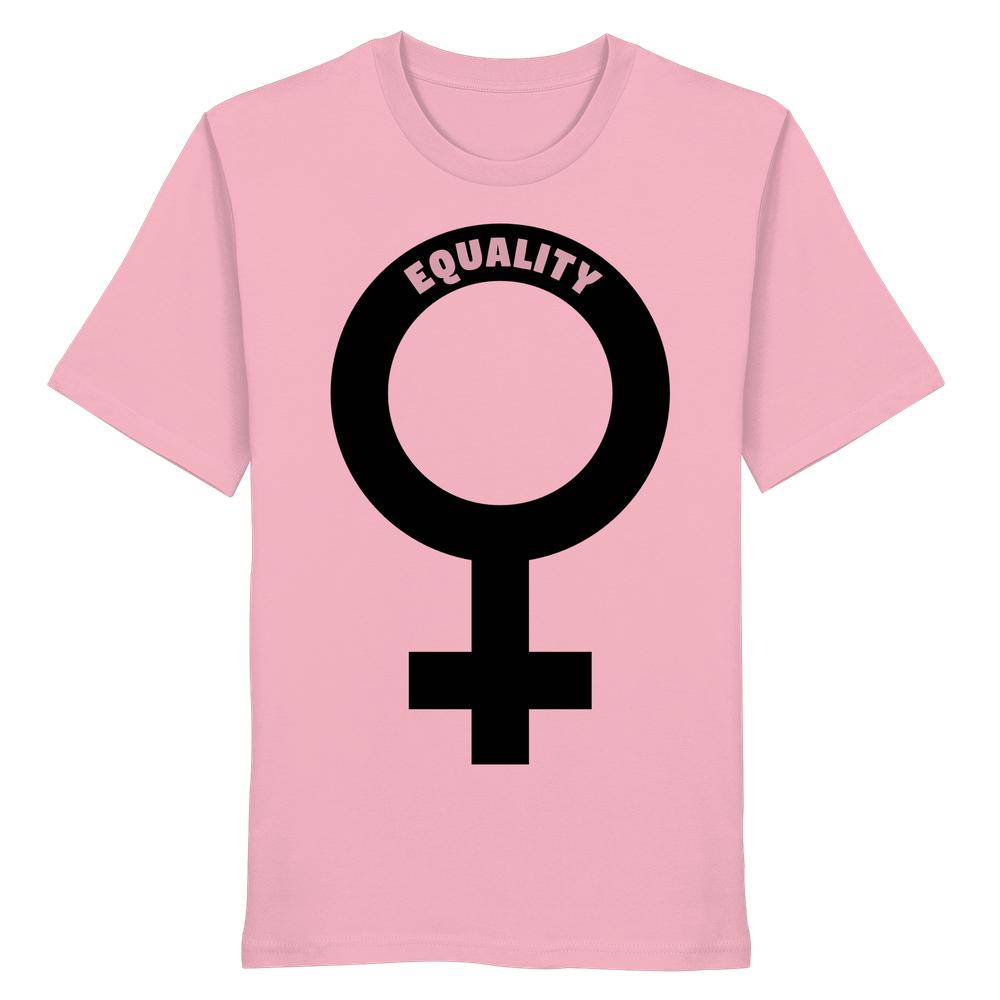 Vegan und Bio Unisex Shirt: Das Venussymbol - Feministisches Shirt mit EQUALITY Schriftzug, aus 100% Bio-Baumwolle, designed für Gleichberechtigung und nachhaltige Mode von RUDE REBEL.