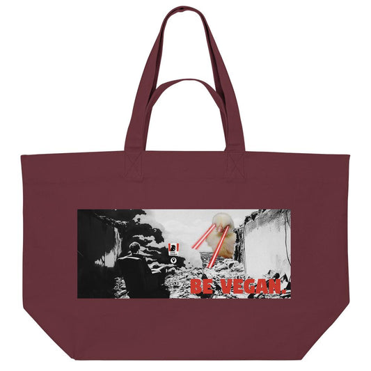 Vegan und Bio Recycling extragroße Stofftasche: BE VEGAN. - Angry bird
