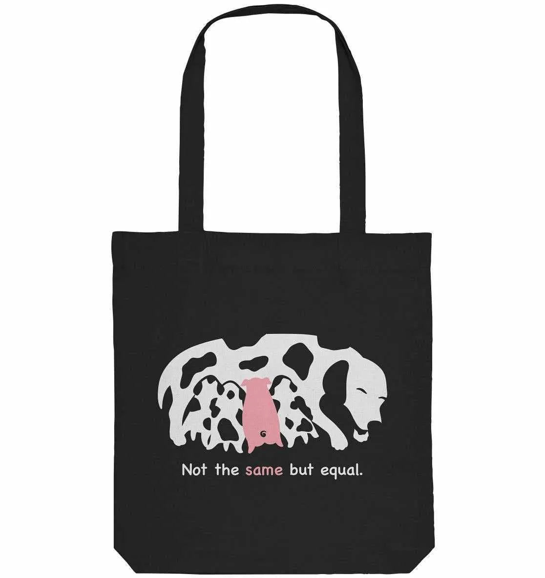 Vegan-Recycling-Stofftasche Dogmum, schwarze Shopper mit Dackelmotiv und Schriftzug