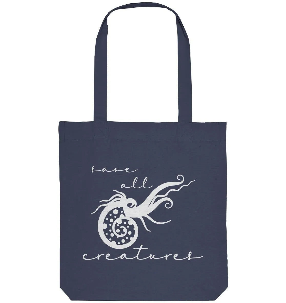 Stofftasche in meliertem Grau mit Grafik „all creatures“
