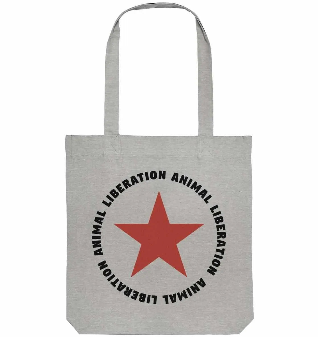 Heather-graue Stofftasche mit rotem Stern und Aufdruck im Kreis