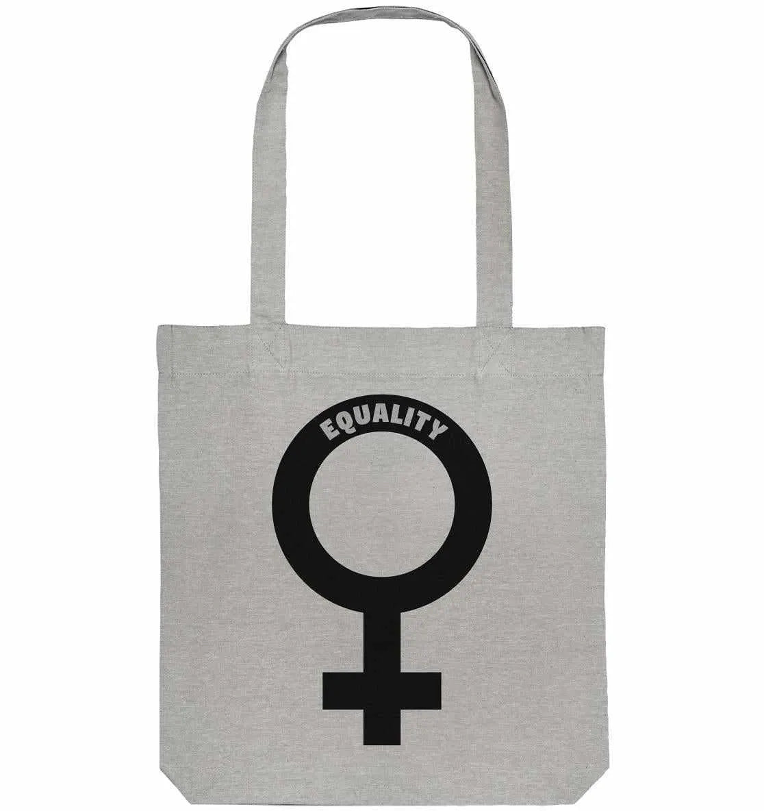 Grau melierte Stofftasche mit Tragehenkeln und „Equality“-Symbol