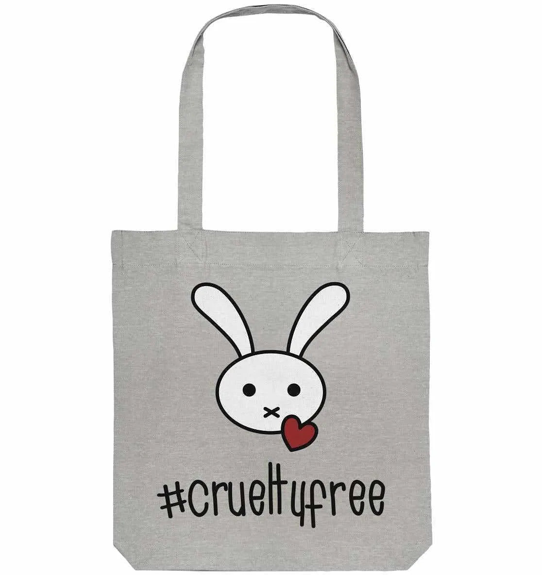 Graue Stofftasche mit Hasenmotiv und #Crueltyfree-Aufdruck