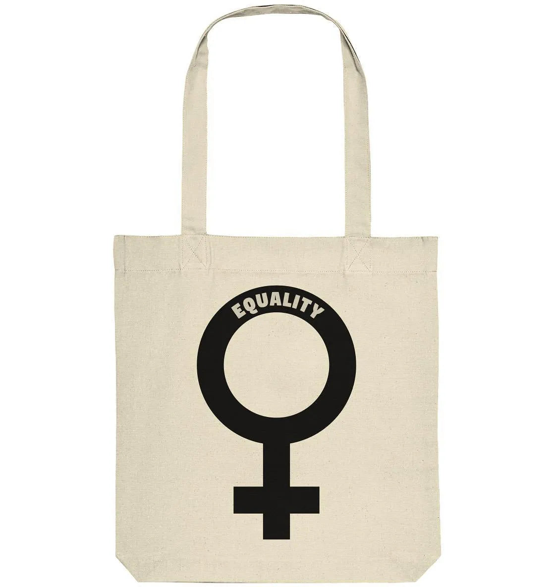 Natürliche Stofftasche mit Tragehenkeln und „Equality“-Symbol