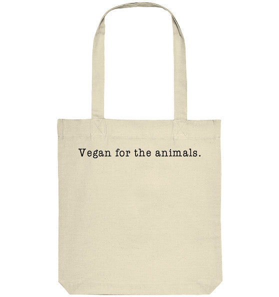 Vegan und Recycling Stofftasche: Minimalism Design - Tragetasche aus recyceltem Material mit Slogan “Vegan for the animals.”, ideal für umweltbewusste Einkäufe und Tierschutz-Unterstützer.